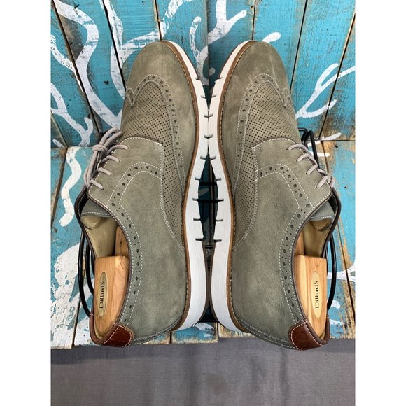 Johnston & Murphy Martell Perforated Wingtip Gray Tumble Nubuck Sz 13M - Picture 7 of 10